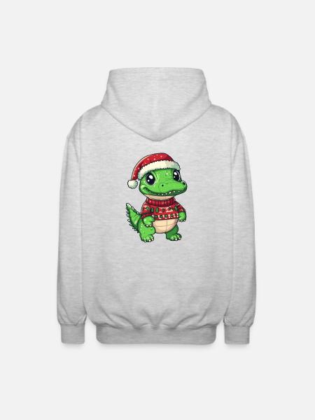 Alligator Christmas Comic - Unisex Hooded Jacket - light heather grey