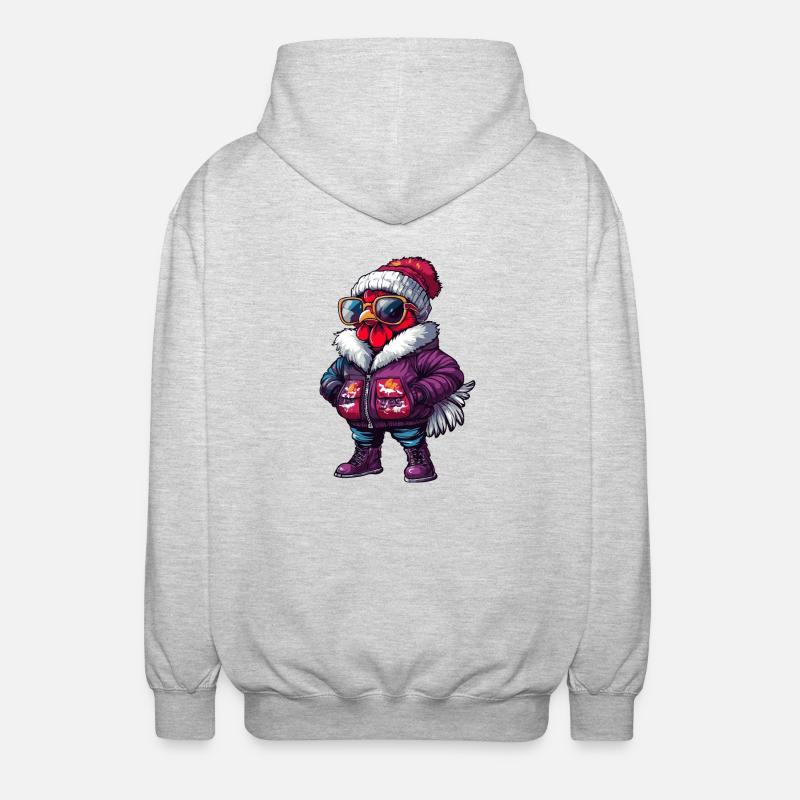 Hahn Winter Comic - Unisex Kapuzenjacke - Hellgrau meliert