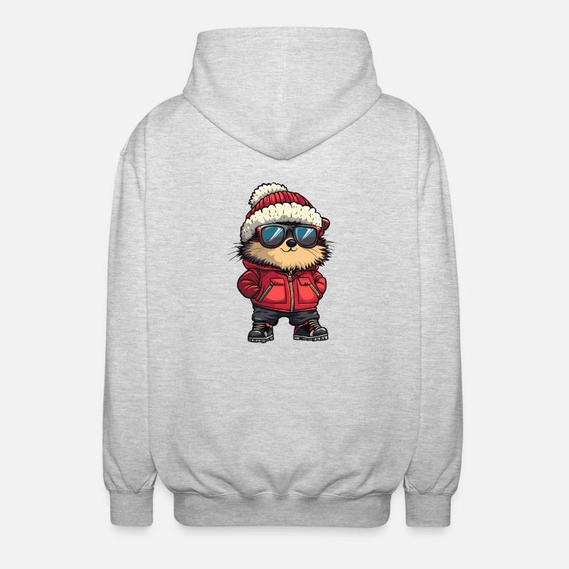 hérisson bande dessinée cool - Veste à capuche unisexe - gris clair chiné