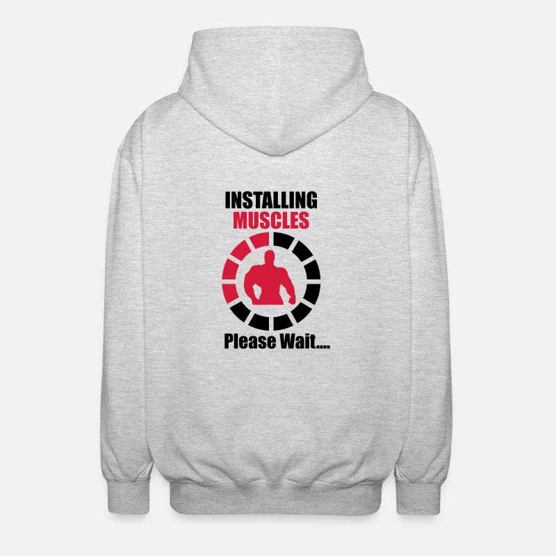 Installing Muscles (Loading) Funny - Unisex Kapuzenjacke - Hellgrau meliert