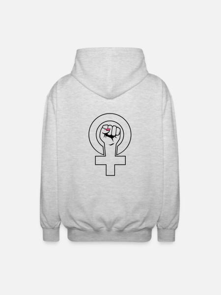 feminist - Unisex Hooded Jacket - light heather grey
