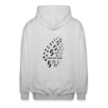 never walk alone 3 - Unisex Kapuzenjacke - Hellgrau meliert - Hinten - AI Model Male 185 light (185cm)