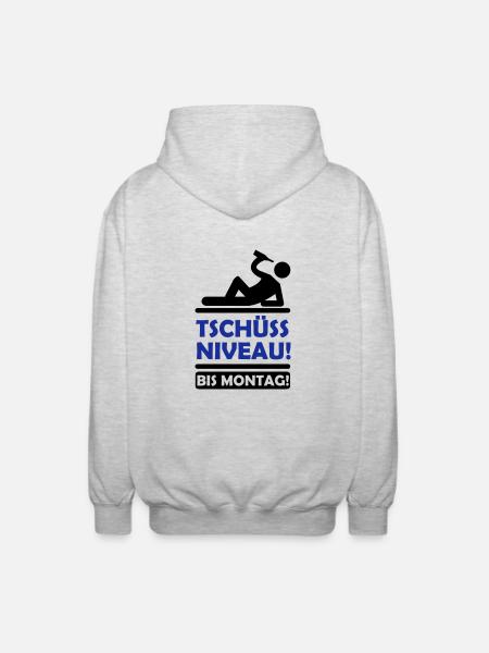 tschuess_niveau_2 - Unisex Kapuzenjacke - Hellgrau meliert