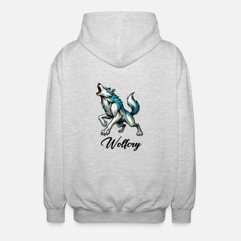 Wolf Comic - Unisex Kapuzenjacke - Hellgrau meliert