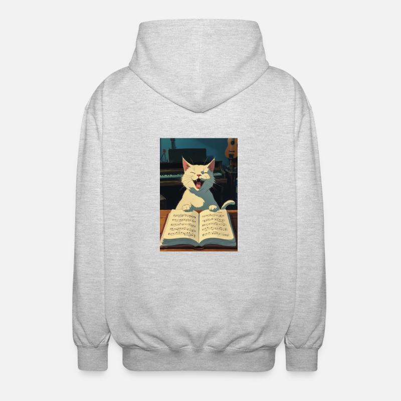 Un chaton mignon chante - Veste à capuche unisexe - gris clair chiné
