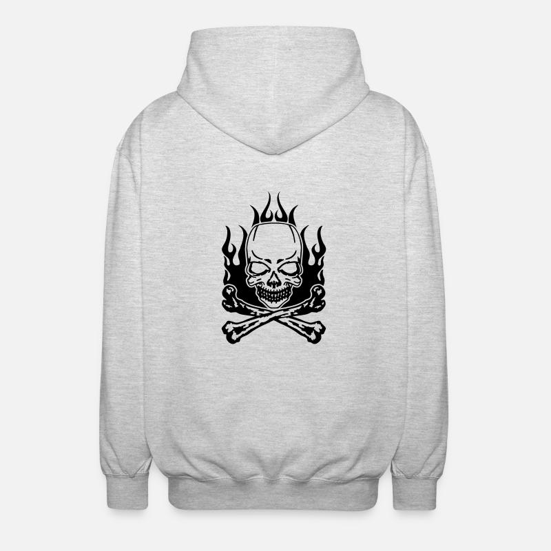 Burning Skull - Unisex Hooded Jacket - light heather grey
