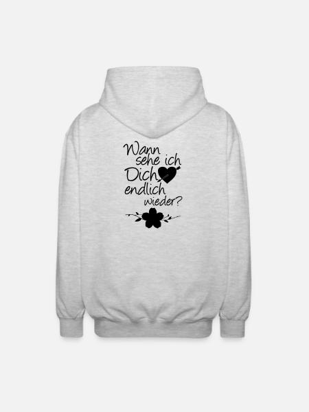 Wiedersehen Liebe, Spruch, Geschenk - Unisex Kapuzenjacke - Hellgrau meliert