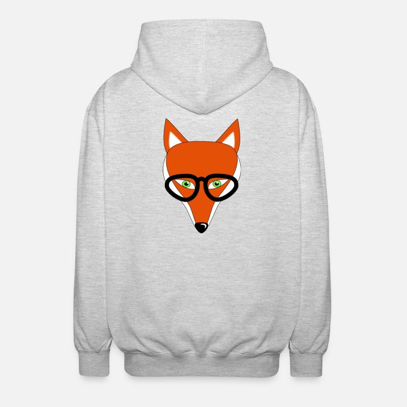 fuchs mit brille geschenk - Unisex Kapuzenjacke - Hellgrau meliert