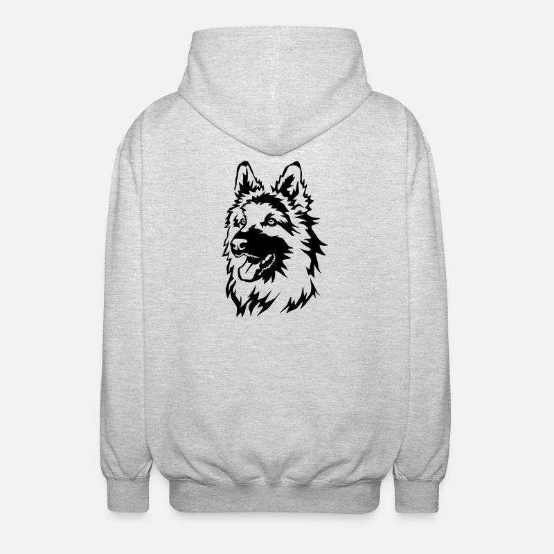 Deutscher Schäferhund Kopf - Unisex Kapuzenjacke - Hellgrau meliert