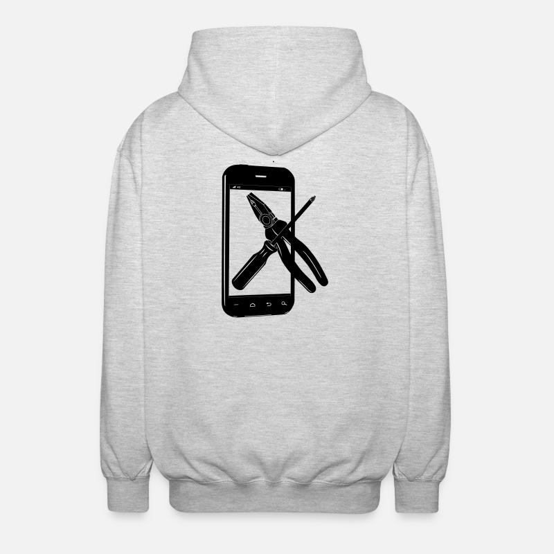 Smartphone avec outils - Veste à capuche unisexe - gris clair chiné
