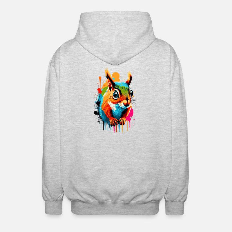 Eichhörnchen Sciurus - Squirrel Farbenfroh - Unisex Kapuzenjacke - Hellgrau meliert