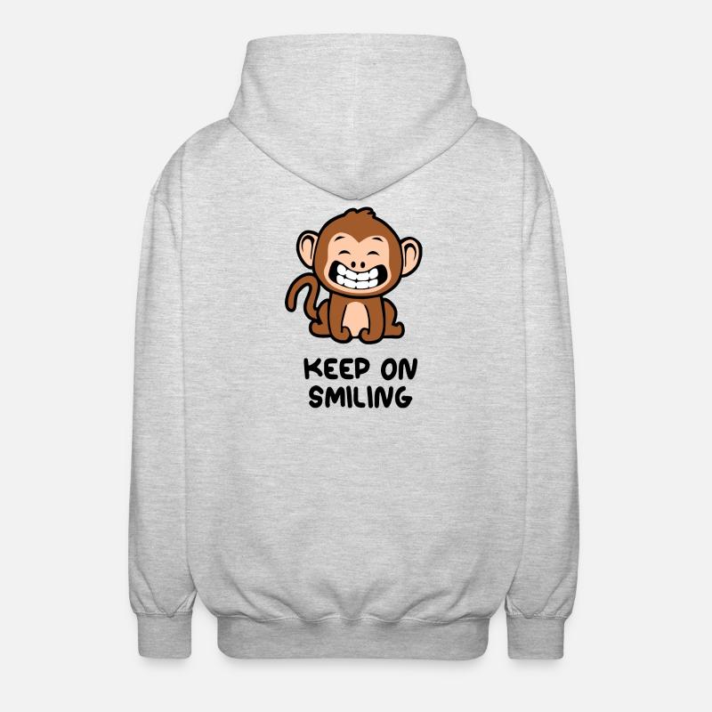 Keep on smiling monkey - Unisex Hooded Jacket - light heather grey