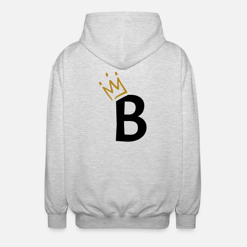 Letter B - initial letter B - Unisex Hooded Jacket - light heather grey