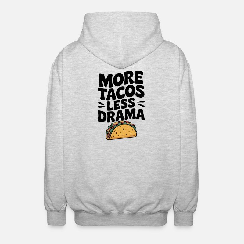 Plus de tacos, moins de drame - Veste à capuche unisexe - gris clair chiné
