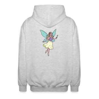 Cute Fairy in Pastel Flight - Unisex Hooded Jacket - light heather grey - Back - AI Model Male 185 light (185cm)