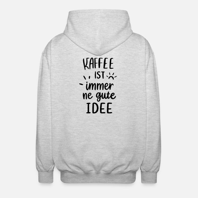 Kaffee ist immer gute Idee - Unisex Kapuzenjacke - Hellgrau meliert
