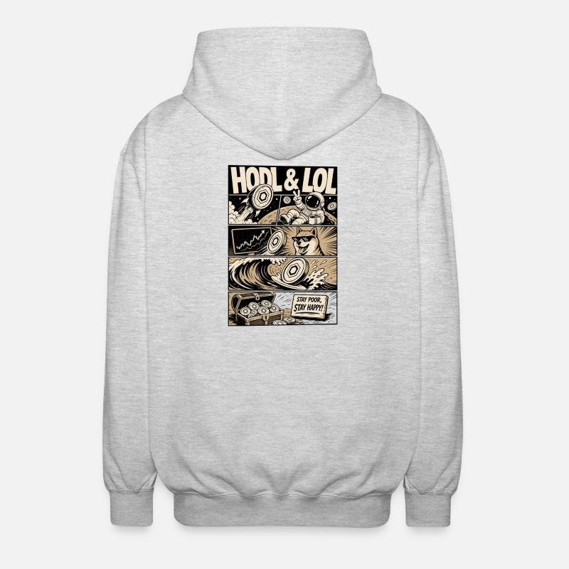 HODL LOL Crypto Meme Comic - Unisex Hooded Jacket - light heather grey