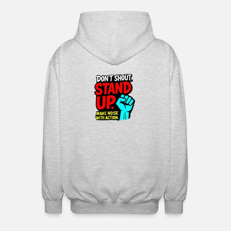 Levez-vous, faites du bruit avec l'action - Veste à capuche unisexe - gris clair chiné