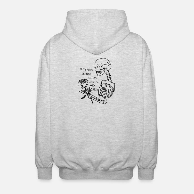Skelett mit Rose - Unisex Kapuzenjacke - Hellgrau meliert