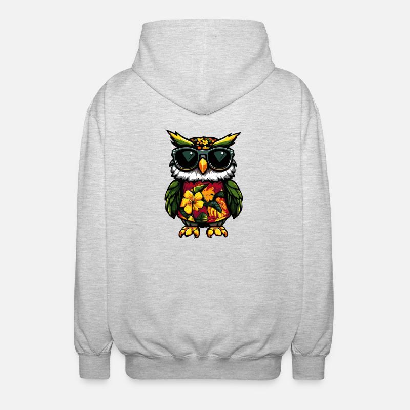 Eule Comic Urlaub - Unisex Kapuzenjacke - Hellgrau meliert