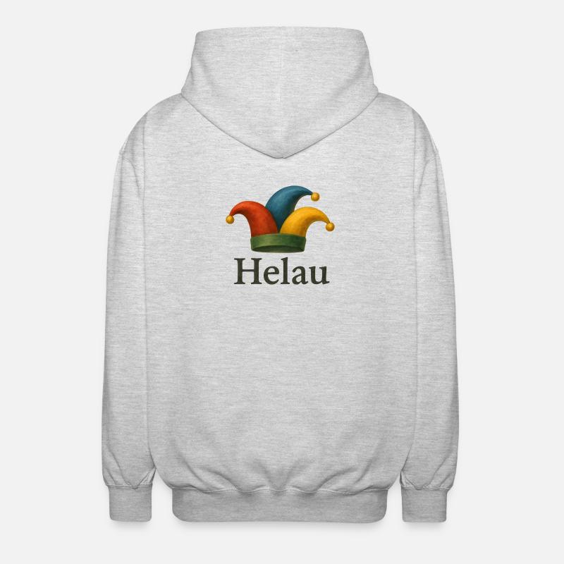 Helau Karneval Jester Hut - Unisex Kapuzenjacke - Hellgrau meliert