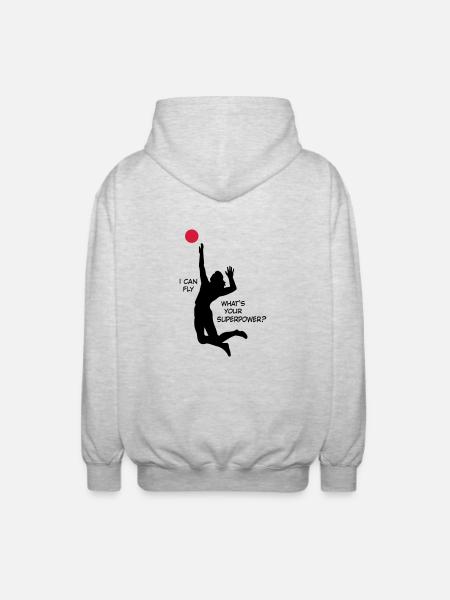 Volleyball - Unisex Kapuzenjacke - Hellgrau meliert