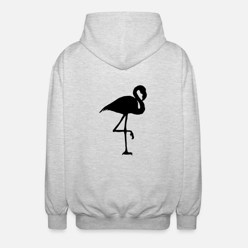 flamant rose blanc - Veste à capuche unisexe - gris clair chiné