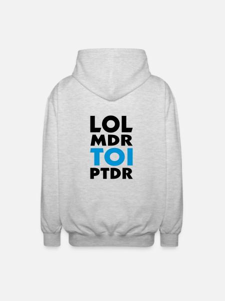 lol lol TOI ptdr (2c) - Unisex Hooded Jacket - light heather grey