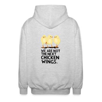 Nous ne sommes pas les prochaines Ailes de poulet - Veste à capuche unisexe - gris clair chiné - Dos - AI Model Male 185 light (185cm)