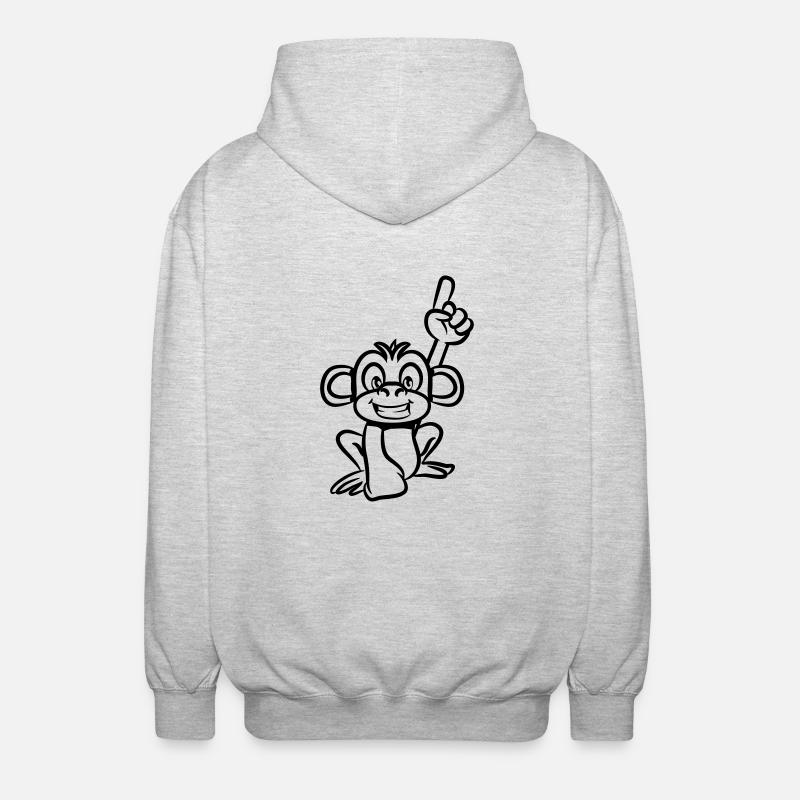 doigt drôle de singe - Veste à capuche unisexe - gris clair chiné