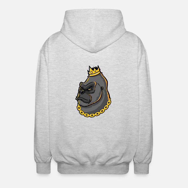 Gorilla - Gorilla King - Unisex Kapuzenjacke - Hellgrau meliert