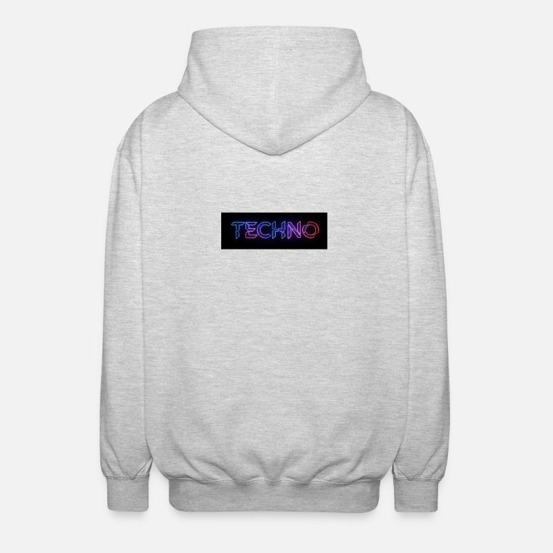 Techno Neon Glitch Text - Unisex Kapuzenjacke - Hellgrau meliert