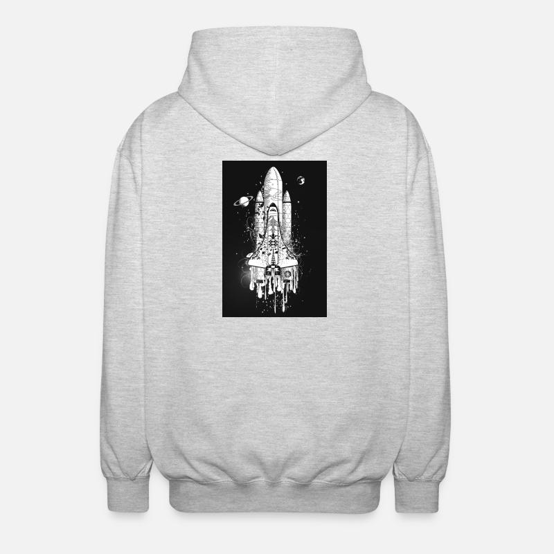 Fantasievolles Space Shuttle im Graffiti Stil - Unisex Kapuzenjacke - Hellgrau meliert
