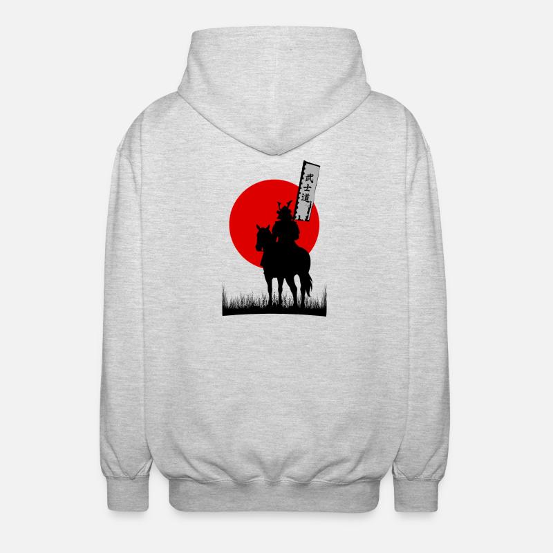 BUSHIDO, SAMURAI-KRIEGER-CODE | 8K SAUBERE SILHOUTTE - Unisex Kapuzenjacke - Hellgrau meliert