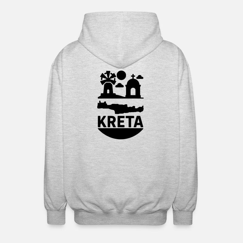 Île monumentale de Crète, Grèce - Veste à capuche unisexe - gris clair chiné