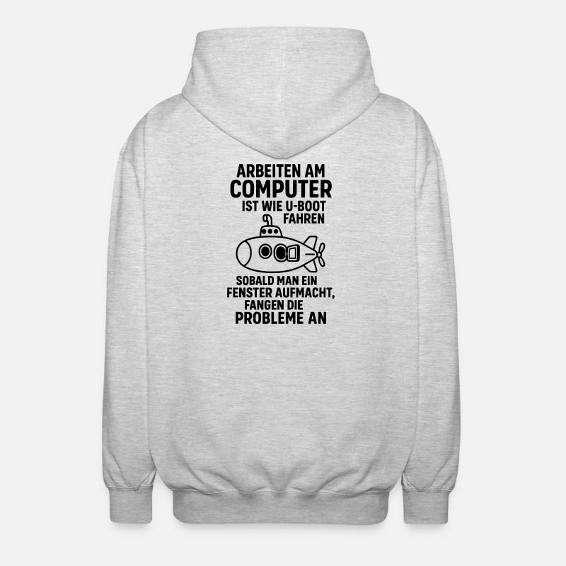 Computer Joke Problems Open Window Submarine - Unisex Hooded Jacket - light heather grey