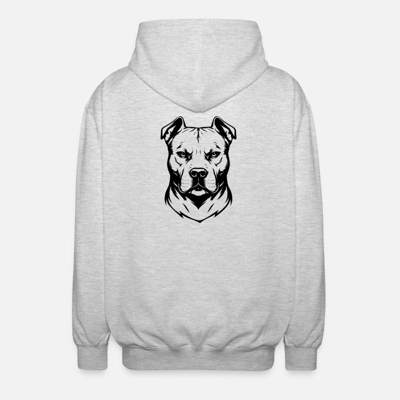Pitbull Design schwarz - Unisex Kapuzenjacke - Hellgrau meliert