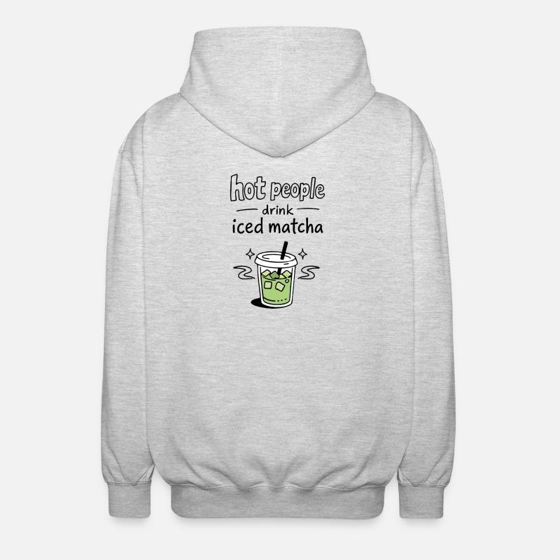 Hot People Drink Iced Matcha Statement - Unisex Kapuzenjacke - Hellgrau meliert