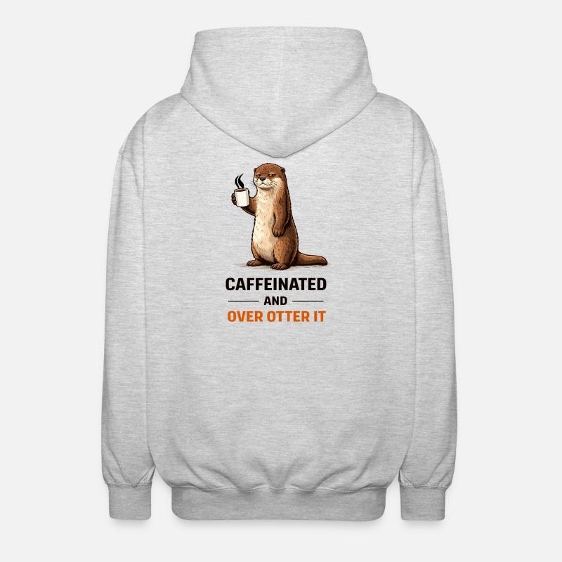 Caffeinated Otter Tee - Unisex Hooded Jacket - light heather grey