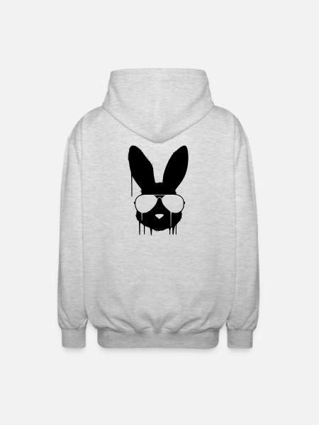 Cool Bunny Glasses Graffiti - Unisex Hooded Jacket - light heather grey