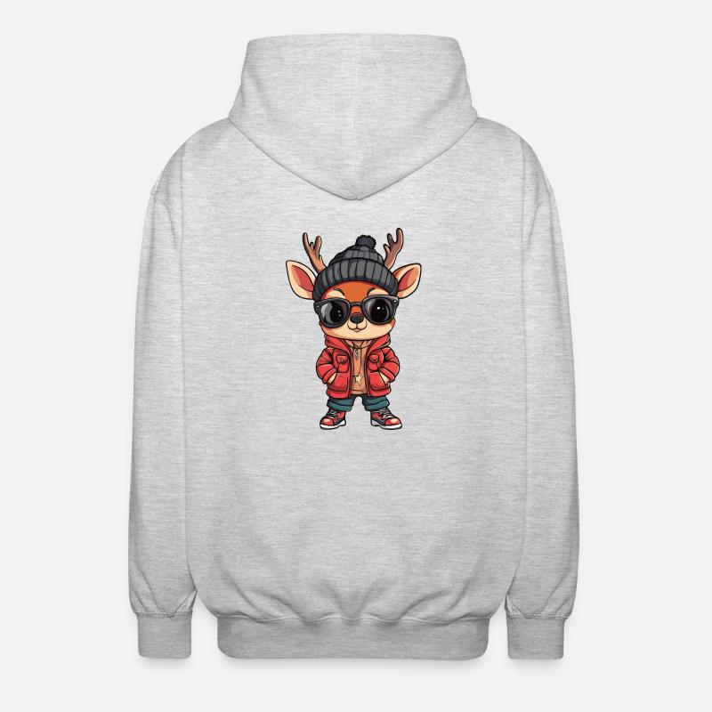 Bande dessinée d’hiver cerf - Veste à capuche unisexe - gris clair chiné