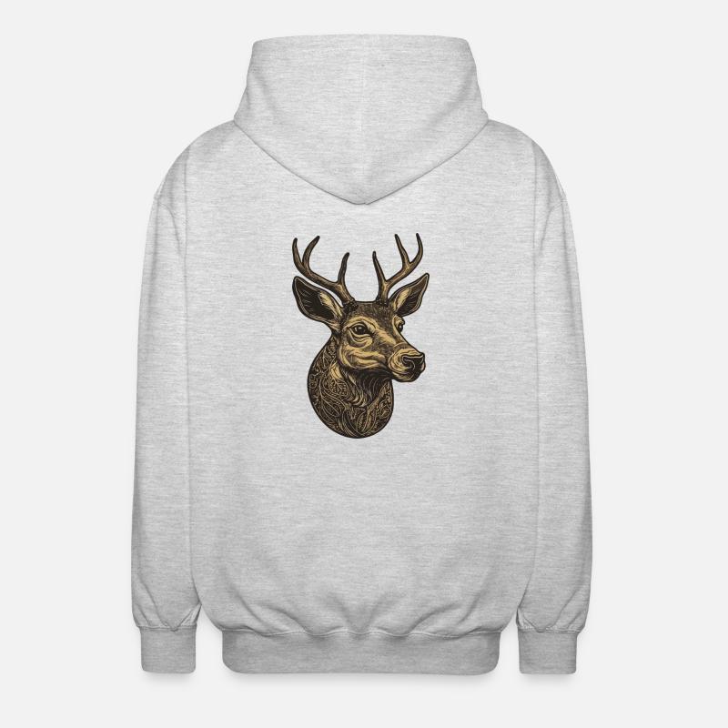 Portrait de cerf - Veste à capuche unisexe - gris clair chiné