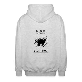 schwarze Katze - Unisex Kapuzenjacke - Hellgrau meliert - Hinten - AI Model Male 185 light (185cm)