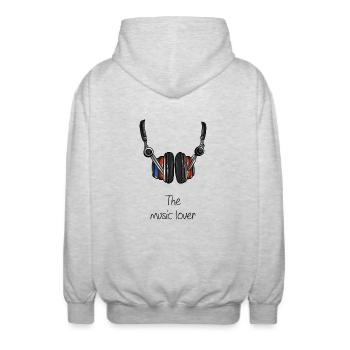 Music Love - DJ - Faire de la musique - Écouteurs - Veste à capuche unisexe - gris clair chiné - Dos - AI Model Male 185 light (185cm)