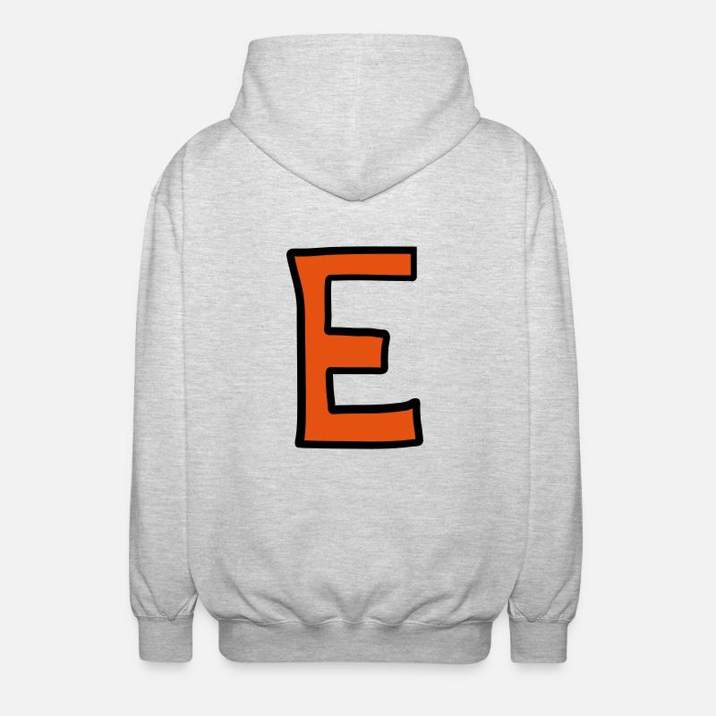 Dessin animé lettre E - Veste à capuche unisexe - gris clair chiné