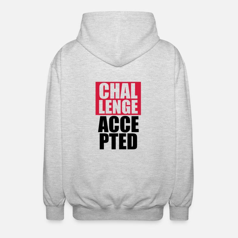 Cool Challenge Accepted Text Design - Unisex Hooded Jacket - light heather grey