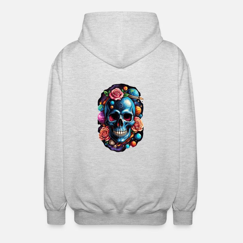 Space Planets Skull - Unisex Hooded Jacket - light heather grey