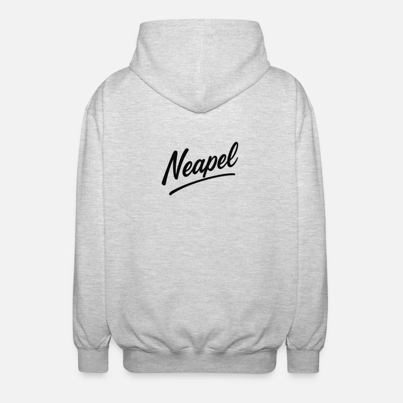 Naples Script Lettering - Unisex Hooded Jacket - light heather grey