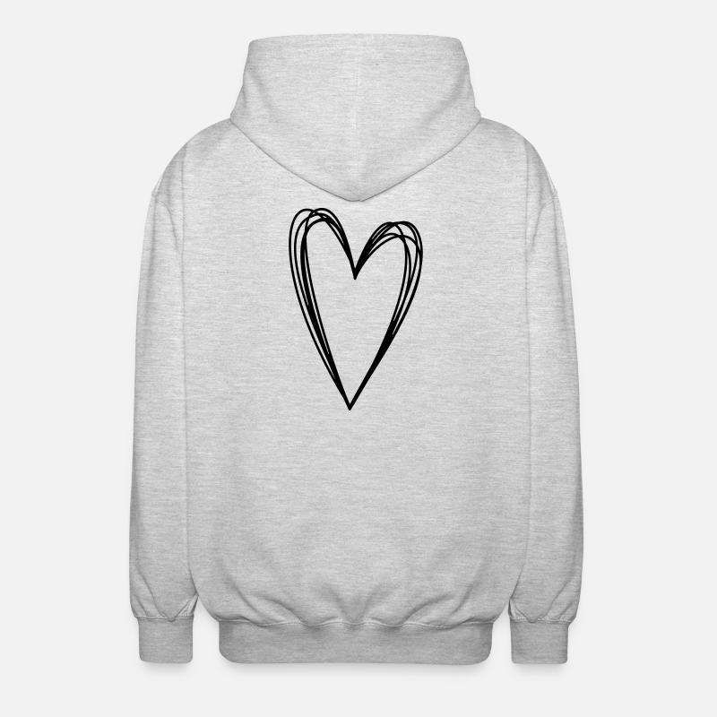 Heart scribble doodle scribble icon love - Unisex Hooded Jacket - light heather grey