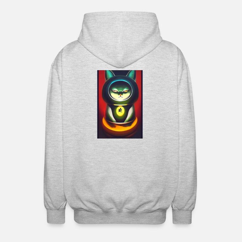 Maneki neko 3 - Unisex Kapuzenjacke - Hellgrau meliert